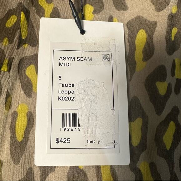 Theory Silk Asymmetrical Seam Leopard Print Midi Skirt - Picture 5 of 10